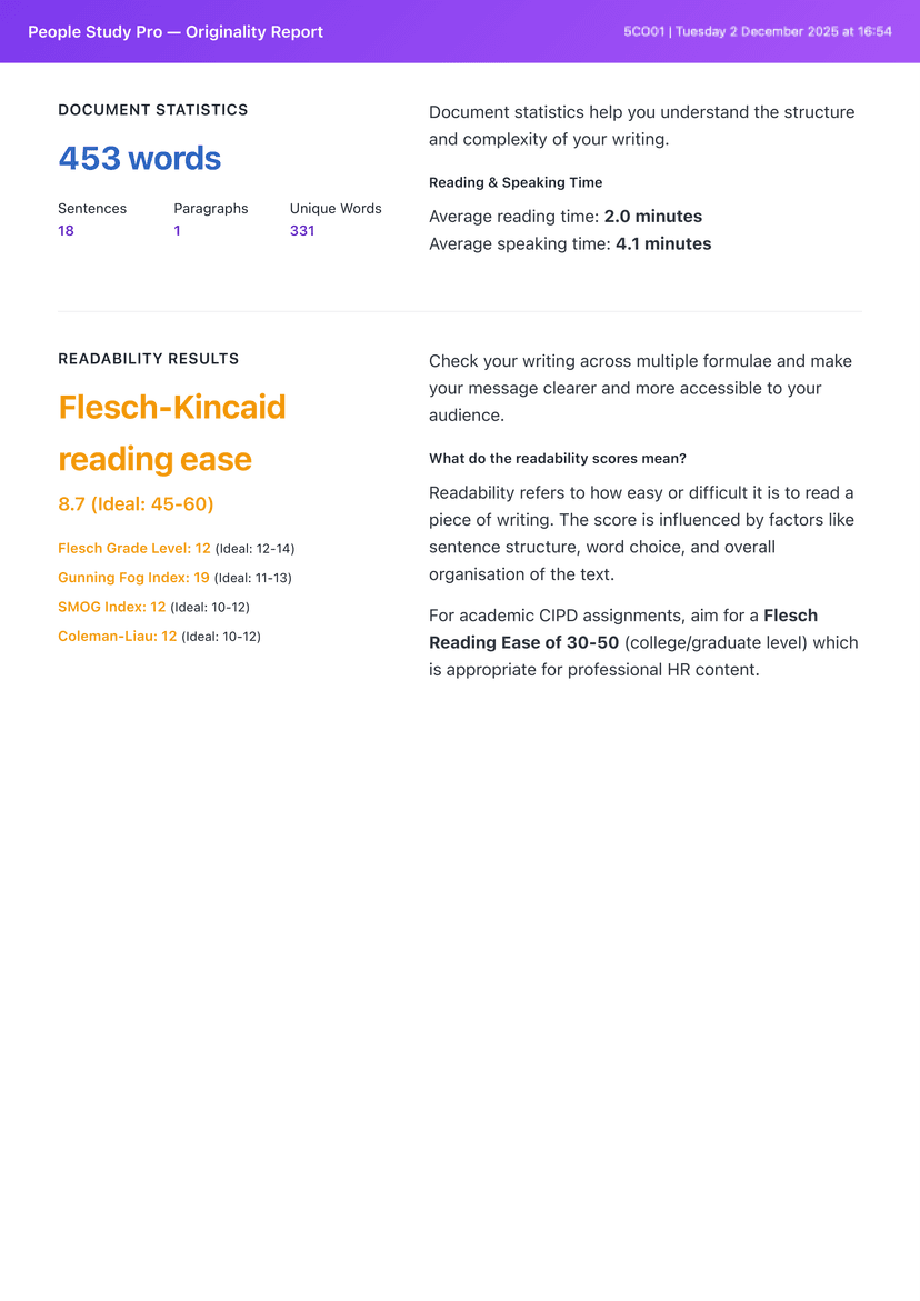 Document statistics and readability scores